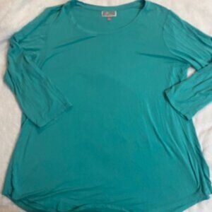JM Collections Seafoam Green Women's 1X Pull-Over 3/4 Sleeve Scoop Neck T-Shirt